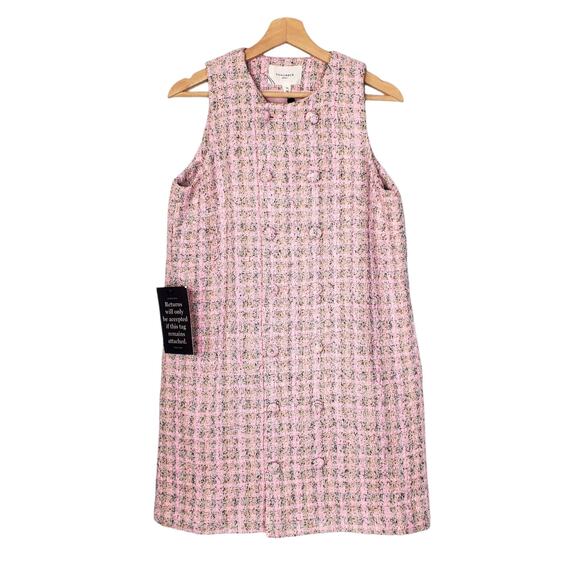 Tuckernuck Pomander Place Ethereal Tweed Bianca Dress Pink B1433 Size Medium New - Picture 2 of 11